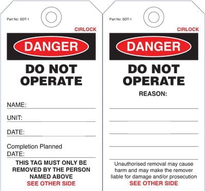 Danger Do Not Operate Tag Poly & Cardboard SDT-1