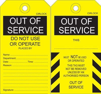 Out of Service Tag Poly and Cardboard SDT-2